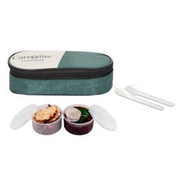 Carrolite 400ml 2-in-1 Green &a; White Plastic Lunchbox, White_P-36 (Pack of 5)-16