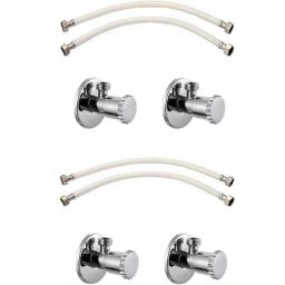 IRIS Chakri 2 Pcs Brass Chrome Finish Angle Cock &a; Hose Pipe Set (Pack of 4)-image-53