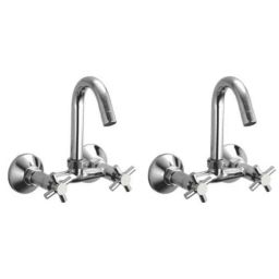 Drizzle Corsa 2 Pcs Brass Chrome Finish Silver Sink Mixer Set, ASKMIXCORSA2-image-29