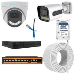 Cybernautt 3MP Full HD Indoor &a; Outdoor Network IP Combo Kit with 10Ch NVR, 7B 1D HD Camera, 8Ch POE, 100m Copper LAN Cable, Connectors &a; 1TB HDD-46