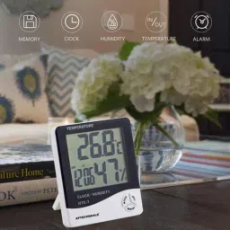 Aptechdeals HTC-1 Black &a; White Digital Hygrometer Thermometer Humidity Meter with Clock LCD Display, AP-IS11A056 image 2