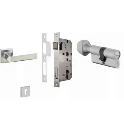 Dorset ML Series Fabio 70mm Stainless Steel Silver Chrome Finish Door Handle Lock Set with Coin &a; Knob (Pack of 2)-picture-46