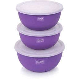 Classic Essentials CE-MSB-3 3 Pcs Stainless Steel White &a; Purple Microwave Safe Mixing Bowl Set (Pack of 2)-image-93