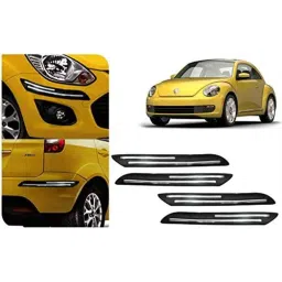 Auto Pearl 4 Pcs PVC &a; Rubber Black Double Chrome Linning Bumper Corner Moulding Set for Volkswagen Beetle-picture-44