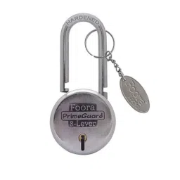 Foora PrimeGuard 65mm Round Metal Long Hardened Shackle Padlock with 8 Lever, 5 Keys &a; Keychain-picture-12