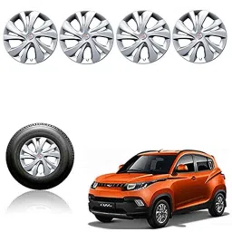 Auto Pearl 4 Pcs 14 inch Plastic Silver Press Fitting Wheel Cover Set for Mahindra KUV 100-picture-5