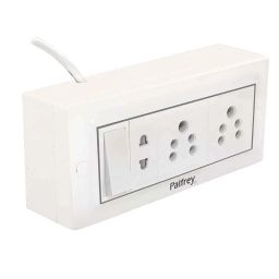 Palfrey 5A 2 Socket White Polycarbonate Extension Board with Two Pin Socket, Master Switch &a; 8m Wire, 658-1