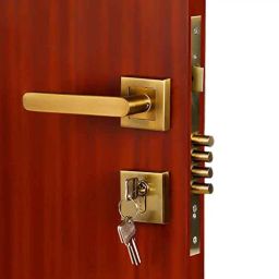 Homexpert Rose MG304 Stainless Steel Antique Brass Finish Mortise Door Lock Set with 4 Latches &a; Pull Handle-image-95