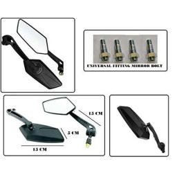 AOW Fancy Small 5 Edge Rear View Mirror for KTM Duke 190 (Pack of 2)-0