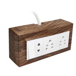 Palfrey 5A 2 Socket Wooden Texture Polycarbonate Extension Board with Two Pin Socket, Master Switch &a; 15m Wire, WD 6515-picture-1