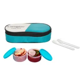 Carrolite 400ml 2-in-1 Blue &a; Black Plastic Lunchbox, Syan_P-19 (Pack of 2)-22