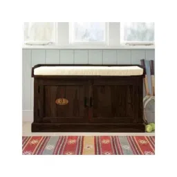 Angel Furniture Solid Sheesham Wood Lacquar Finish Dark Brown Rectangular Storage Shoe Rack, AF-158W-image-7