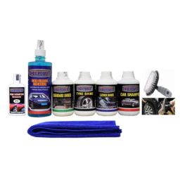 Indopower Ff1083 Car Glass Cleaner, Dashboard Shiner, Tyre Shiner, Leather Shiner, Car Shampoo, Scratch Remover, Car Cloth, All Tyre Cleaning Brush Kit, AHh1087-15
