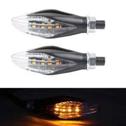 AllExtreme EXTSLB2 2 Pcs Amber &a; Multicolour Bullet Style Turn Signal Side Indicator Light Set for Bikes-46