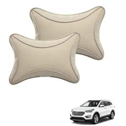 Kozdiko 2 Pcs Memory Foam &a; Polyester Beige Dots Car Neck Rest Pillow Set for Hyundai Santafe, XNVJVHGJFH228-picture-48