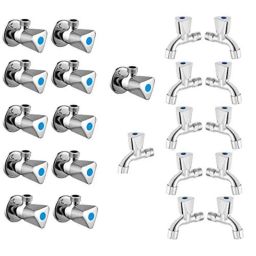 Zesta Jazz 24 Pcs Stainless Steel Chrome Finish Bib Cock &a; Angle Cock Set with Wall Flange-picture-9