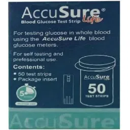 Accusure Life 50 Pcs 10-600mg/dl Blood Glucometer Test Strip Box-12