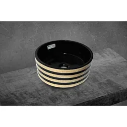 Uken Handmade Ceramic Wash Basin Crystal Designer Vessel Sink Black Counter Top Wash Basin Table Top Wash Basin (Dimension 400X400X600Mm ) Glossy Finish/Table Top Sink/Super Black Color (10)-picture-12