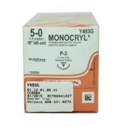 Ethicon Y493G 12 Pcs 5-0 Undyed Monocryl Poliglecaprone 25 Suture Box, Size: 18 inch-picture-17