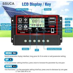 SSUCA 12/24V 40A Intelligent Battery Regulator Solar Charge Controller for Solar Panel with LCD Display &a; USB Port (Pack of 5) image 4