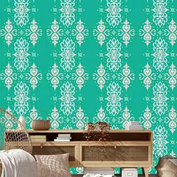 Asian Paints S107XF07A15 EzyCR8 45x300cm Paper Green Mediterranean Beauty of Damask Water Resistant Self Adhesive Wallpaper, HPCA24381-picture-16
