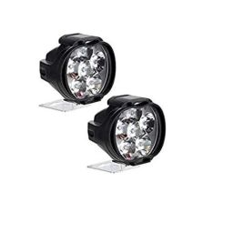 AOW LED Small Round Auxiliary Bike Fog Lamp Light Assembly White (Set of 2) with Switch for Yamaha YBR 110-33
