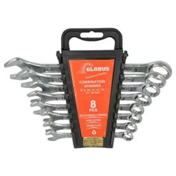 Globus 360 8 Pcs Steel Silver Combination Spanner Set with Handle Rack-43