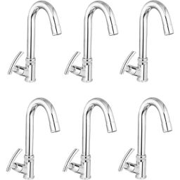 Prestige C-2 Brass Chrome Finish Swan Neck Pillar Tap (Pack of 6)-image-44