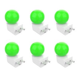 Fybros Bloom 0.5W Polycarbonate Green Round LED Night Bulb with Plug &a; Play, FLS5295F (Pack of 6)-25