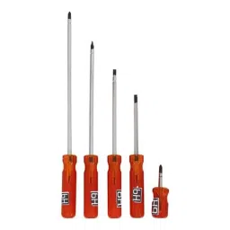 H9 5Pcs Chrome Vanadium Steel Orange 2-in-1 Magnetic Screw Drivers with Long Handle &a; Hardern Tips Screwdriver Set-23
