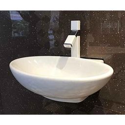 Generic Sauna Perla Ceramic Wash Basin Bowl/Vessel Sink Slim Rim For Home Bathroom Living Room Washroom Kitchen Off White Polished Finish (530X415X155Mm)-image-36