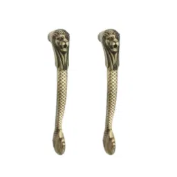 Gloxy 10 inch Brass &a; Aluminium Antique Finish Gold Lion Shape Main Door Handle (Pack of 2)-image-65