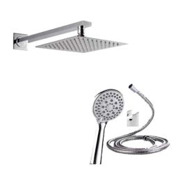 ZAP Stainless Steel 304 Square Overhead Shower &a; ABS Silicon Hand Shower with Hose Pipe &a; Wall Hook Combo-image-41