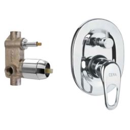 Cera Carbon Brass Chrome Finish Turn Type Single Lever Concealed Diverter System Set Consisting of Exposed &a; Concealed Part, F1002703-picture-0