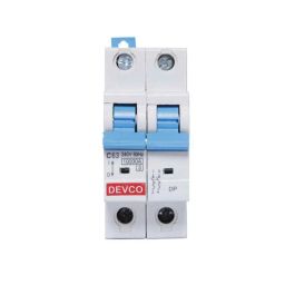 Devco 63A 10kA C Curve Double Pole MCB, MCB20630C-14