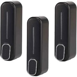 IRIS 350ml Plastic Black Heavy Duty Wall Mount Liquid Soap Dispenser, T07 (Pack of 3)-image-43