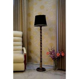 Tucasa Mango Wood Black &a; Gold Floor Lamp with Black Cylindrical Polycotton Shade, WF-71-image-19