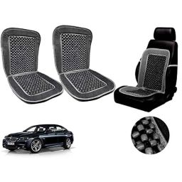 Auto Pearl PU, Velvet &a; Wooden Beads Grey Rectangular Seat Cushion for BMW 5 Series (Pack of 2 )-image-90