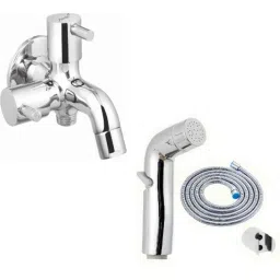 IRIS Dove Brass Chrome Finish 2 Way Bib Cock with Cruzz Health Faucet-20