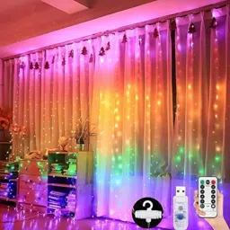 Ever Forever 10x10ft Multi Colour Waterfall Style LED Curtain String Light with Controller, MULCURLIGH (Pack of 4) image 5