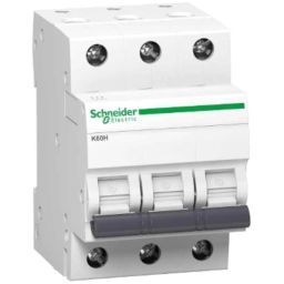 Schneider Electric Acti9 K60H 50A C-Curve Three Pole MCB, A9KF71350BQ, Breaking Capacity: 10 kA (Pack of 4)-0
