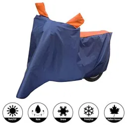 AllExtreme M-7011 Universal Full Bike Body Cover Water Resistant Dustproof Rustproof Two Wheeler Body Cover For Indoor Outdoor Protection (Navy Blue &a; Orange, Medium)-2