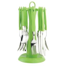 Elegante 24 Pcs Signature Green Stainless Steel &a; Plastic Cutlery Set, SL-122A (Pack of 3)-22