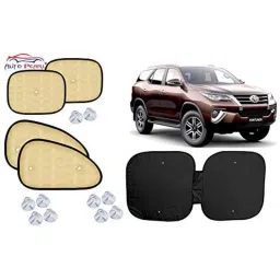 Auto Pearl 5 Pcs PVC &a; Mesh Beige Window &a; Front Sun Shade Set for Toyota Fortuner 2016-picture-5