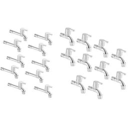 Zesta Flora 20 Pcs Stainless Steel Chrome Finish Short Body &a; Long Body Bib Cock Set with Wall Flange-picture-5