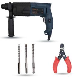 Walkers 750W Forward &a; Reverse Rotation Hammer Impact Drill Machine with 3 Bits &a; Wire Cutter, WKCB330-43