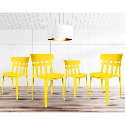 Rose Aux Cafe 4 Pcs Plastic Yellow Chair Set without Arm for Cafe, Dining, Restaurant &a; Banquet-image-68