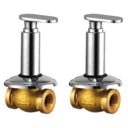 Drizzle Solo 3/4 inch Brass Chrome Finish Heavy Duty Quarter Turn Concealed Stop Cock (Pack of 2)-3
