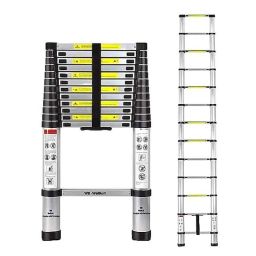 Welbuilt 150kg 13 Step Aluminium Multipurpose &a; Portable Telescopic Ladder with 5m Extended Height-image-74