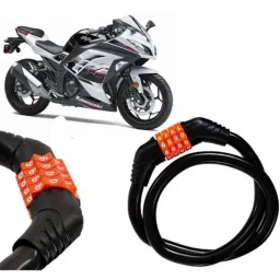 Auto Pearl Black &a; Orange 4 Digit Anti-Theft Combination Number Lock for 300-picture-0